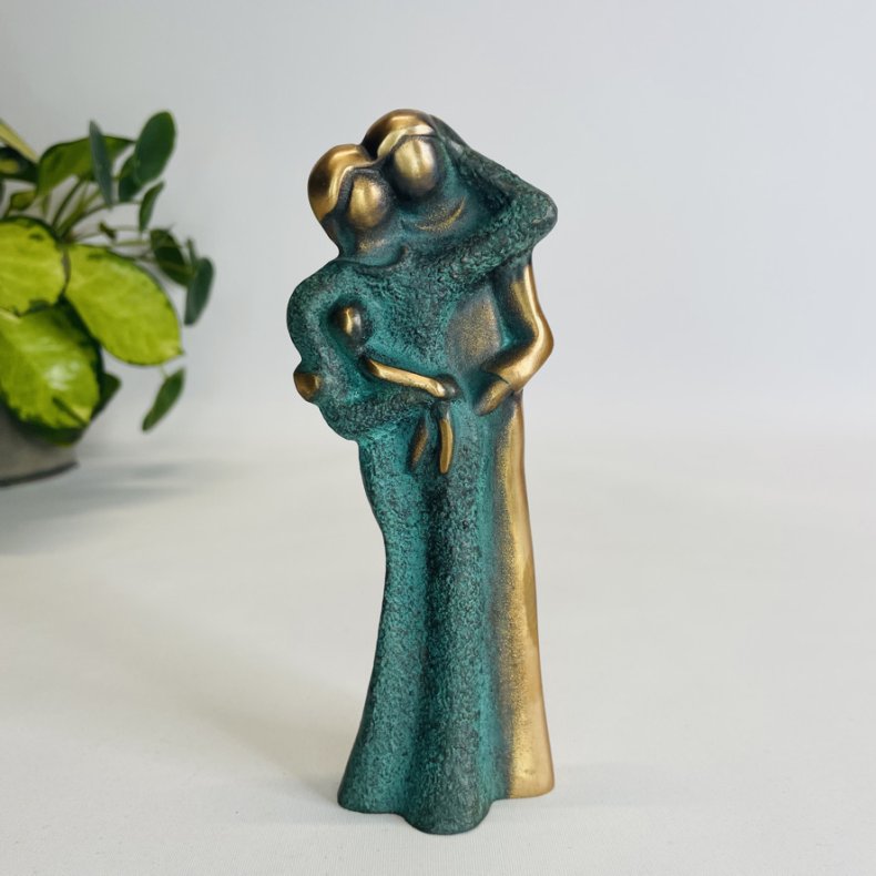 Familielykke - skulptur i gte bronze