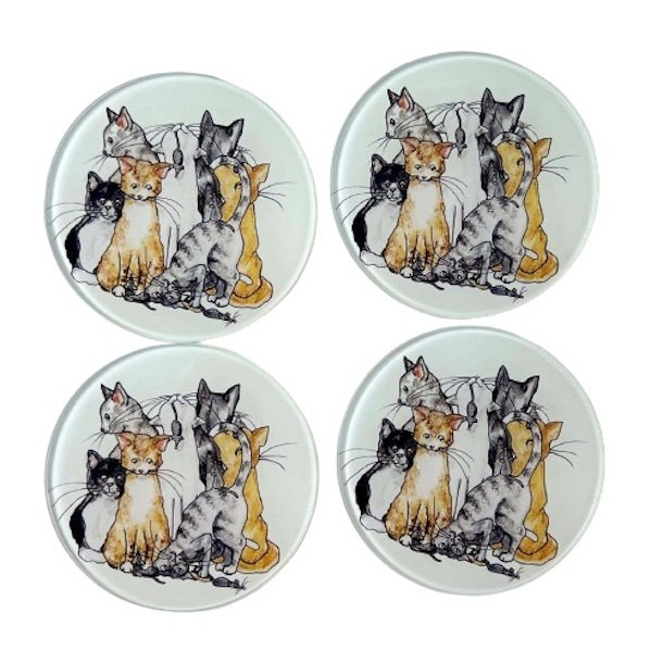 Coaster Cat 4pcs, 10cm