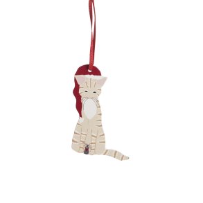 Woodornament Cat orange, H.8cm