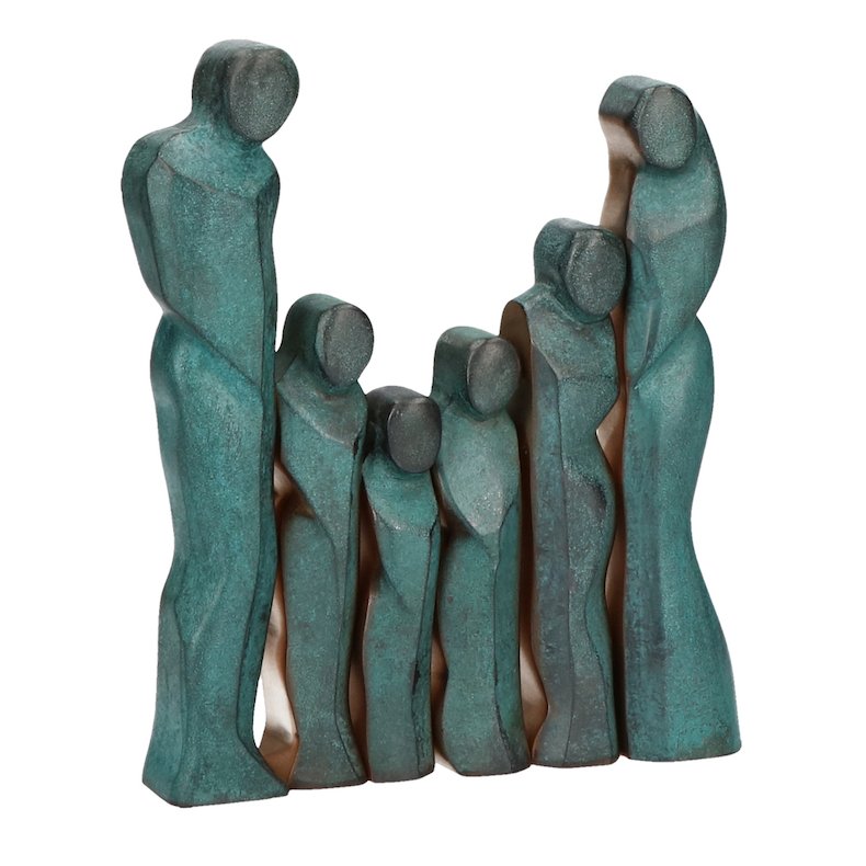 Hele familien - skulptur i gte bronze