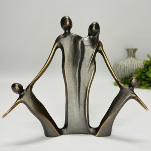 Med to b�rn - skulptur i �gte bronze