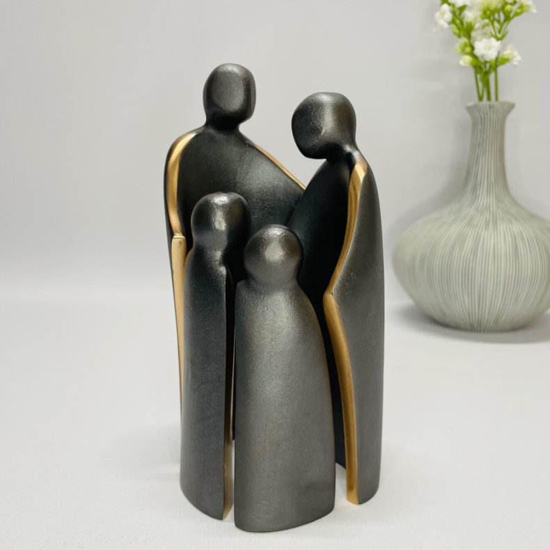 Familien - skulptur i gte bronze