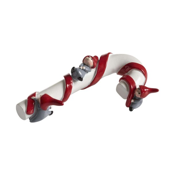 Nisse sitting on candystick L.10cm