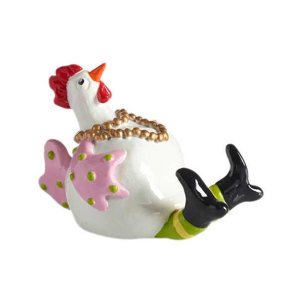 Hen with necklace, pink H.5cm