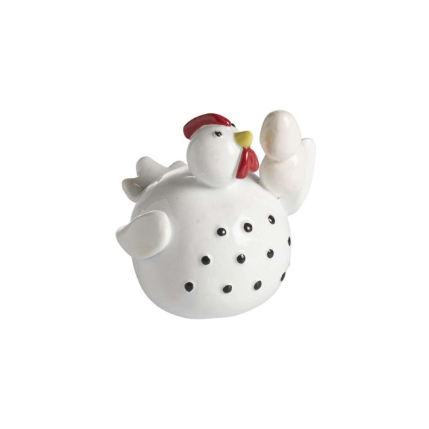 Hen with egg, white H.5,5cm