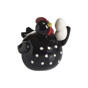 Hen with egg, black H.5,5cm
