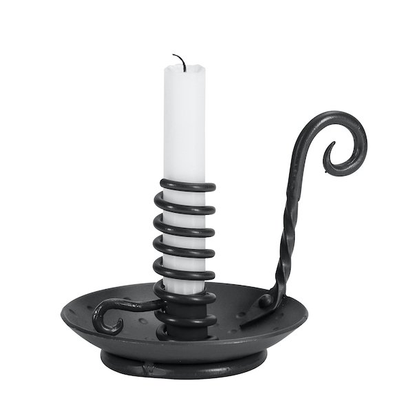 Stump candlestick wrought iron black H.14cm