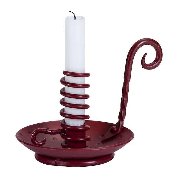 Stump candlestick wrought iron red H.14cm