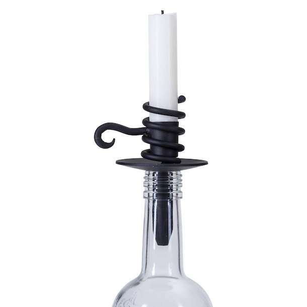 Candleholder for bottle, black H.10,5cm