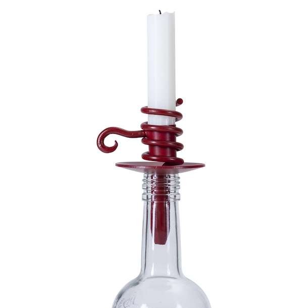 Candleholder for bottle, red H.10,5cm