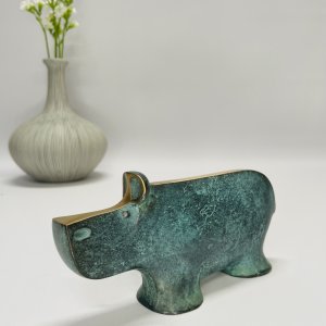 Flodhest - skulptur i �gte bronze