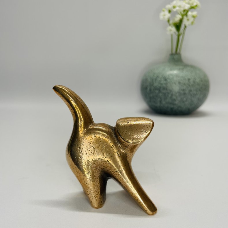 Kat - skulptur i gte bronze