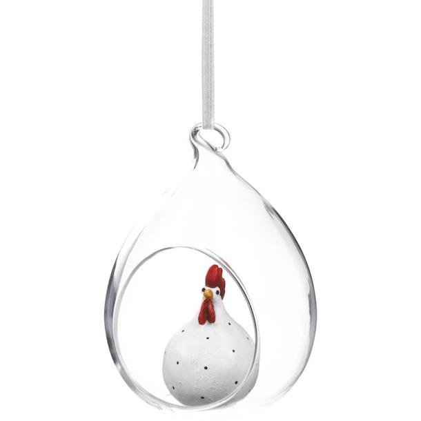 Glass ball Hen white H.11cm