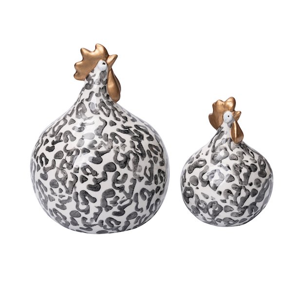 Hen Savanna ceramic 2pcs, H.9cm/13cm