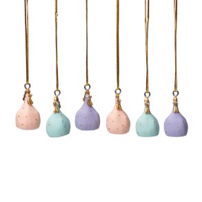 Hanging Hen 6pcs mix, Rose quartz, Jade, Amethyst H.4cm