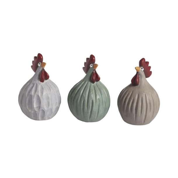Hen Retro 3pcs creme, green, beige H.5,2cm