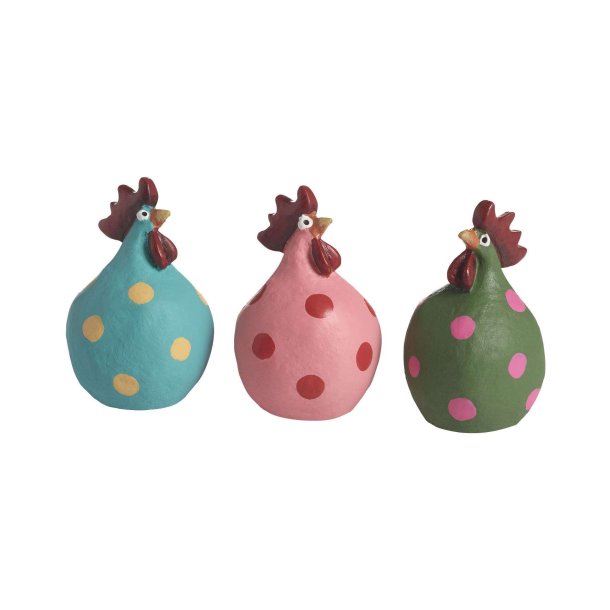Hen 3pcs lightgrey, terracotta, grey H.5,2cm