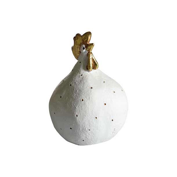 Hen Glamour white/gold, H.9,6cm