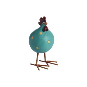 Hen Poppy with leg, turquoise H.7,6cm