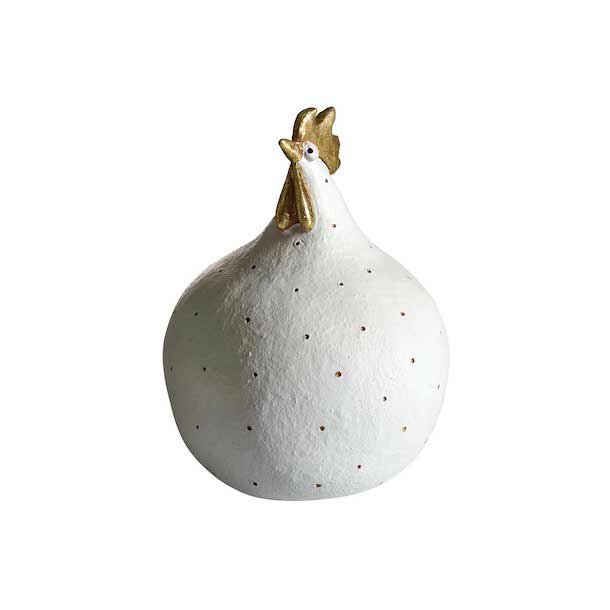 Hen Glamour white/gold, H.13cm