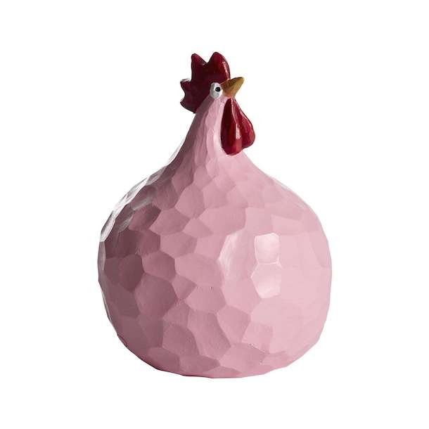 Hen Carved, pink H.13cm