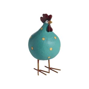 Hen Poppy with leg, turquoise H.12,5cm