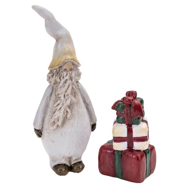 Santa Svante with gift 2pcs, H.4,2-8cm