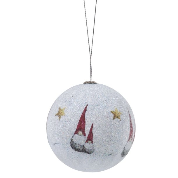 Christmas ornament Santa High Hat light grey frost, 7,5cm