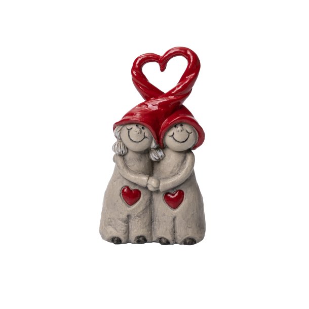 Peek-a-boo Santa couple, heart H.11cm