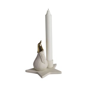 Santa Ture candleholder, white/gold, H.13cm