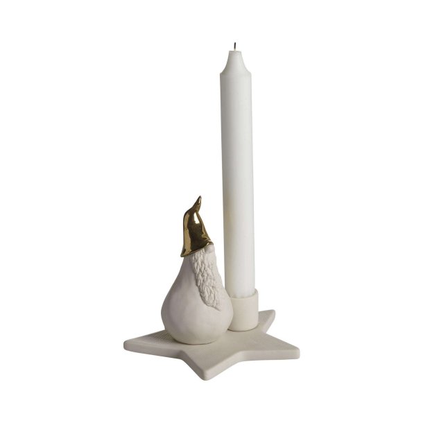 Santa Ture candleholder, white/gold, H.13cm