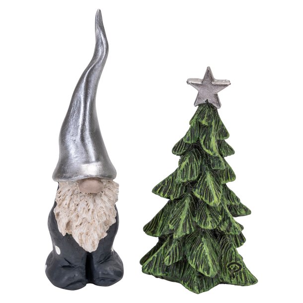 Santa Fritte with Christmas tree 2 pcs H.7-8,7cm