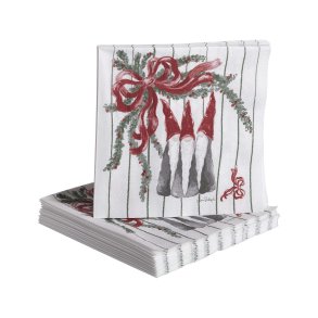 Paper napkins Tall Santa, stripe 33x33cm