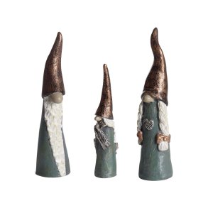 Tall Santa Family, metalic 3 pcs H.7-9,5cm